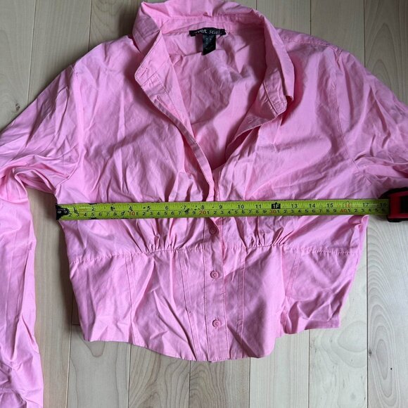 Wet Seal Pink Corset-Back Button Down – Barbiecore, Bimbo, Office Siren - Picture 4 of 8